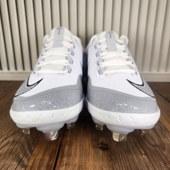 Nike Alpha Huarache Elite 4 Men's 9 Grey White Metal Baseball Cleats FD2745-104 - Picture 2 of 10